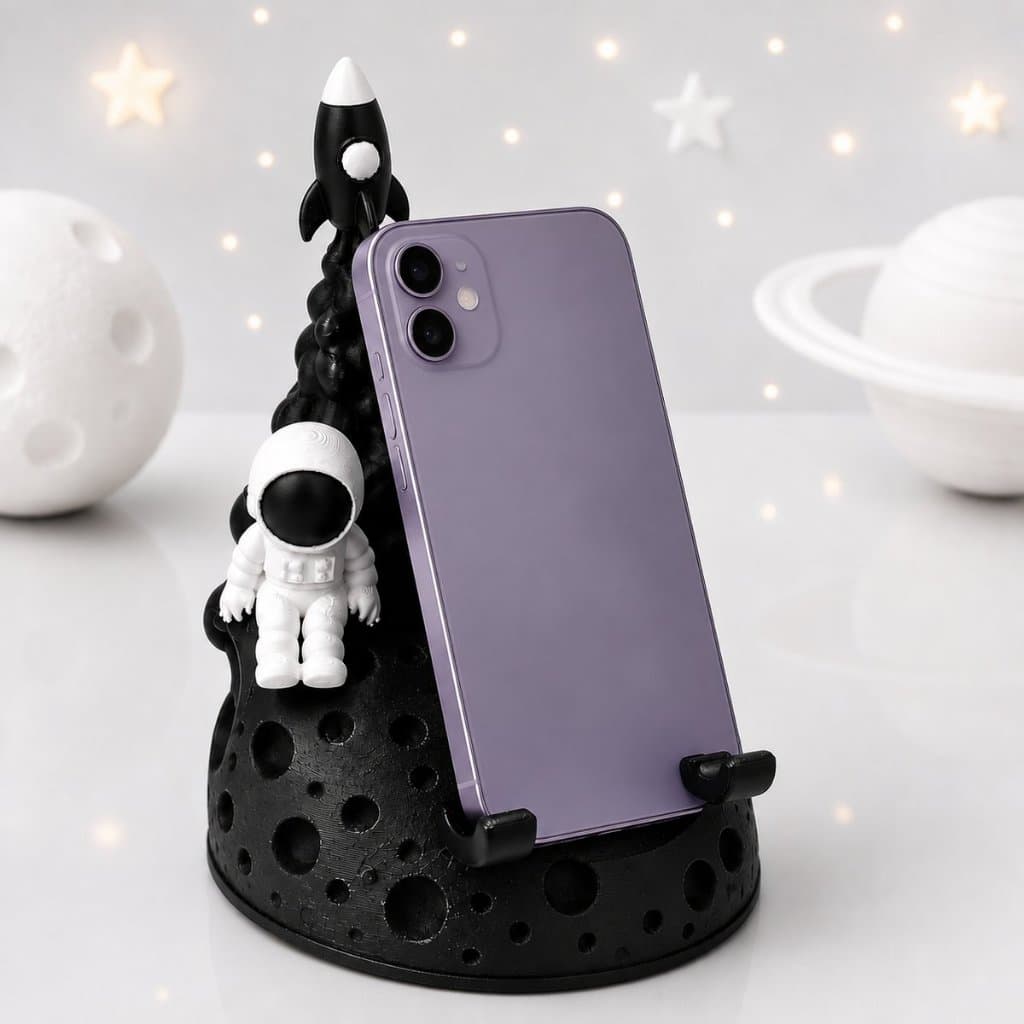 Suporte Celular Tablet Astronauta Foguete Decorativo Organizador Mesa