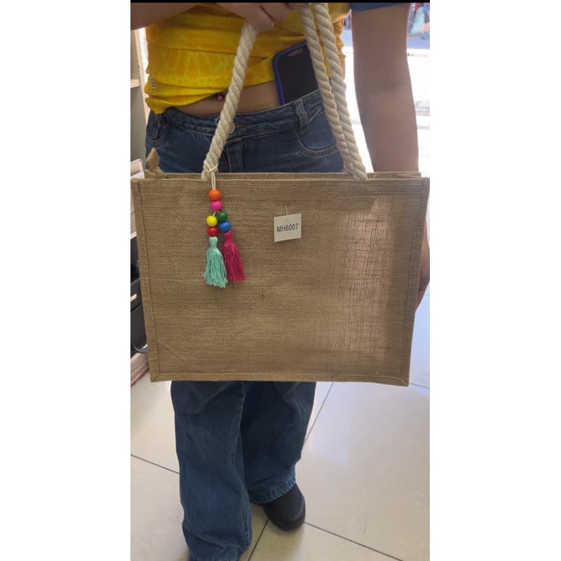Bolsa de praia em juta com alça de corda-estilo, espaço e resistência