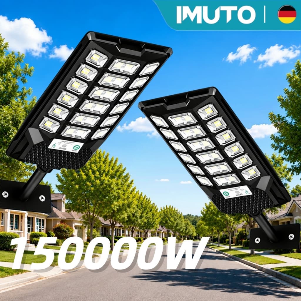 IMUTO Luminária Pública Solar LED 150000W IP66 Poste para Rua Jardim Área Externa com Sensor