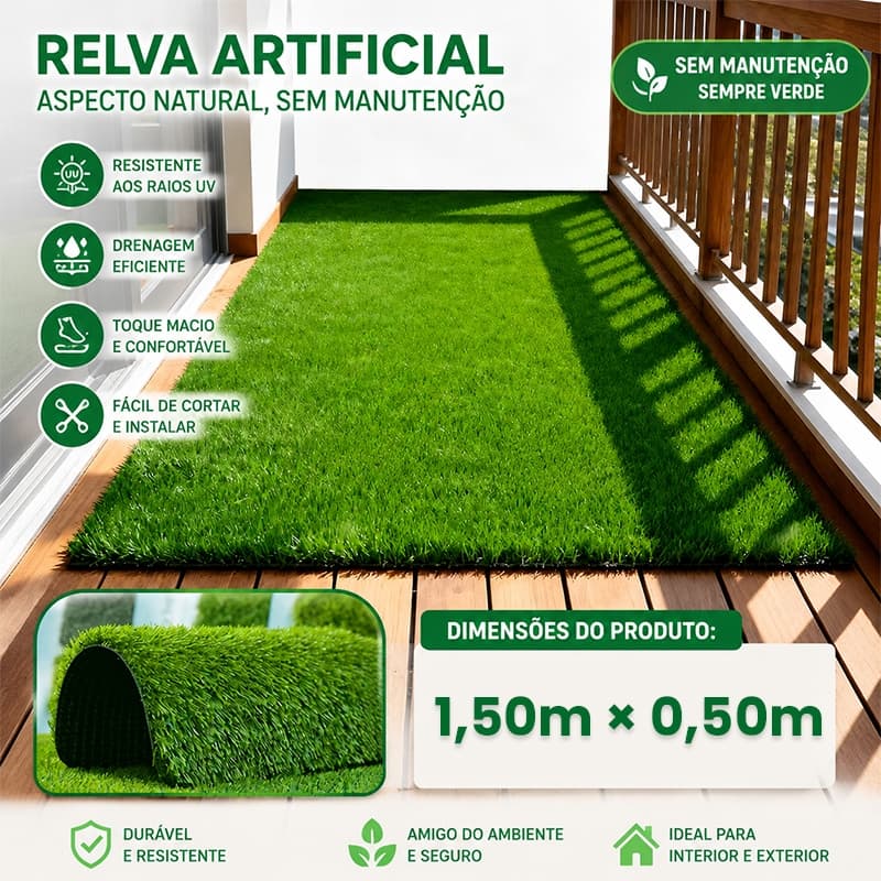 Grama Sintética Para Jardim Artificial 25mm 1,5x0,5m – Grama Verde Artificial Tapete Decorativo Para Área Externa, Quint