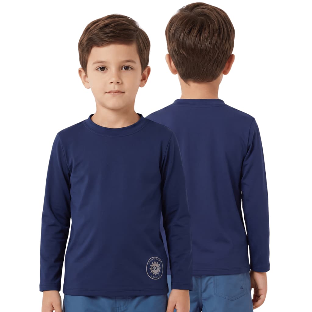 Camisa UV proteção 50+ infantil/juvenil praia/piscina Azul marinho 1 ao 16 anos