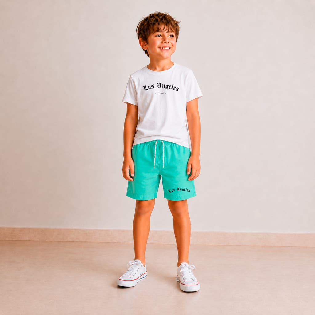 Kit Bermuda Mauricinho Los Angeles Infantil Masculina Brim Sarja Premium Confortável Shorts Menino 04 ao 10 Anos