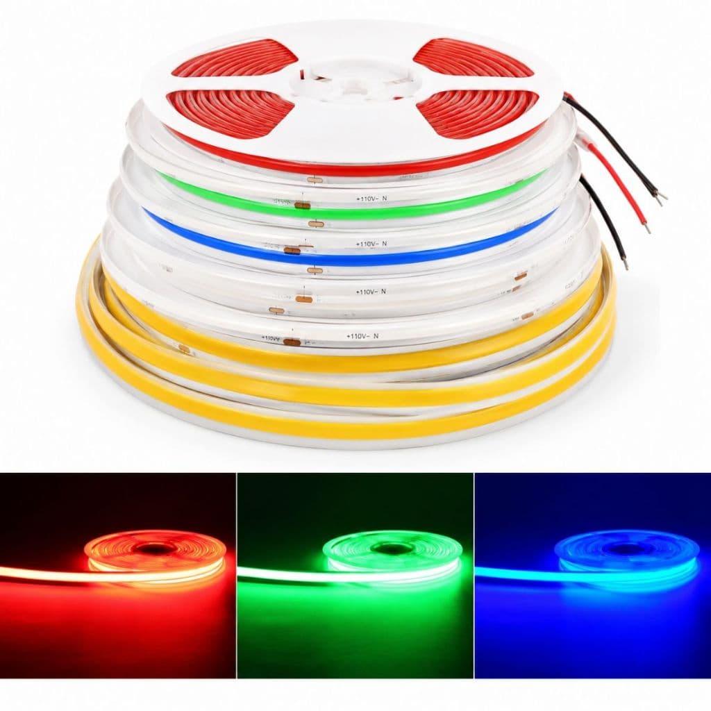 Fita Led COB Coloridas 18W 480 Leds 10 Metros 1800Lm IRC90 Ligação Direto na Rede 110v/220v