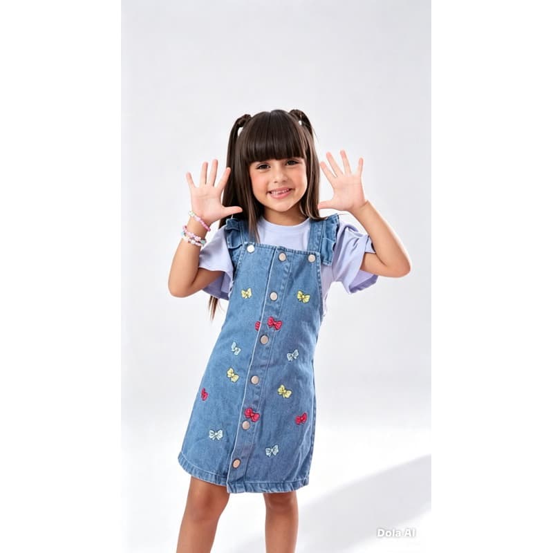 kit jardineira jeans mas blusa manga morcego pra meninas laço igreja ,shopping aniversário presente passeio