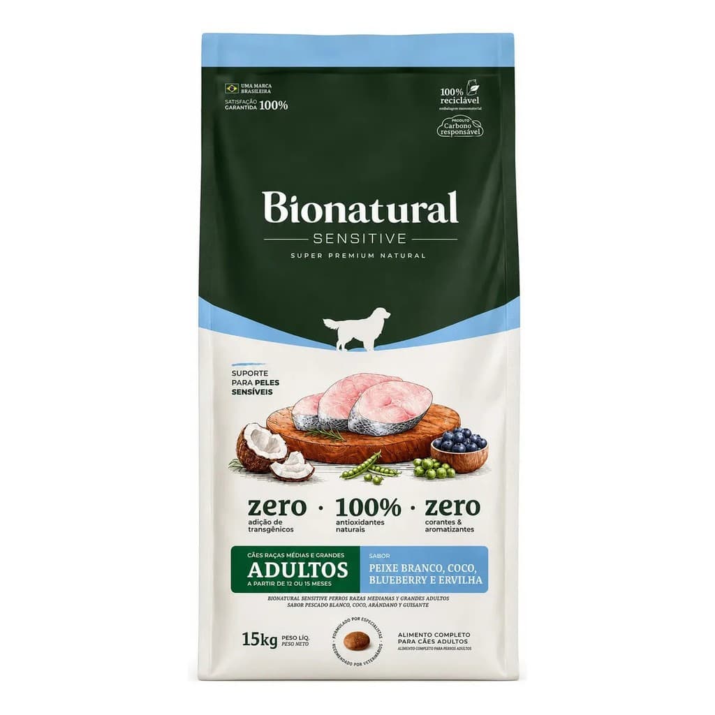 Ração Special Dog Bionatural Sensitive Adulto Raças Médias e Grandes 15Kg