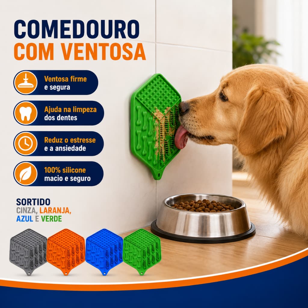 Comedouro Pet Silicone com Ventosa Antiderrapante para Cães e Gatos 24cm Tigela para Ração e Petiscos Sortido