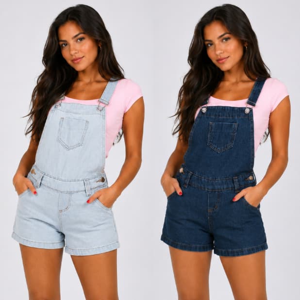 Kit 2 Jardineira feminina infanto juvenil macaquinho 10 ao 16 SHORT