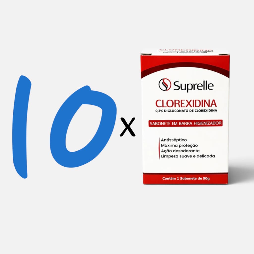 Sabonete Glicerina Clorexidina 90g Suprelle Assepsia Limpa Desinfeta Antibacteriano