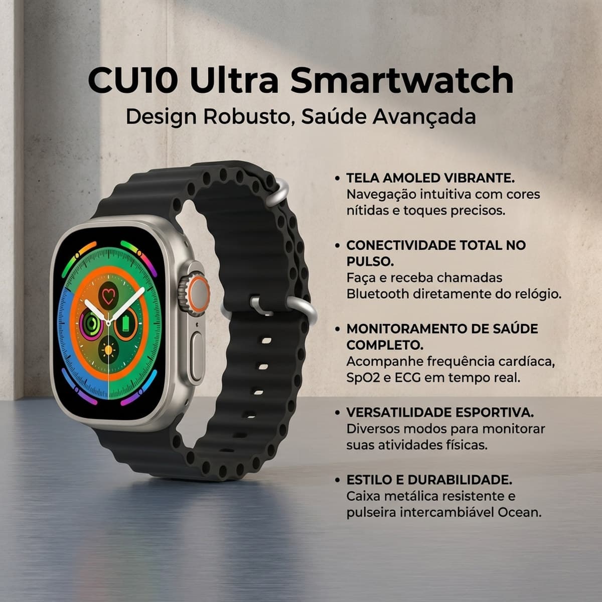 Cu10 Monitor de Saúde Notificações Bluetooth