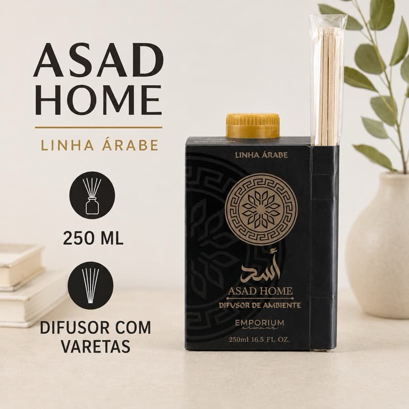 Difusor de Ambiente Asad Home Linha Árabe Emporium Aromas 250ml com Varetas
