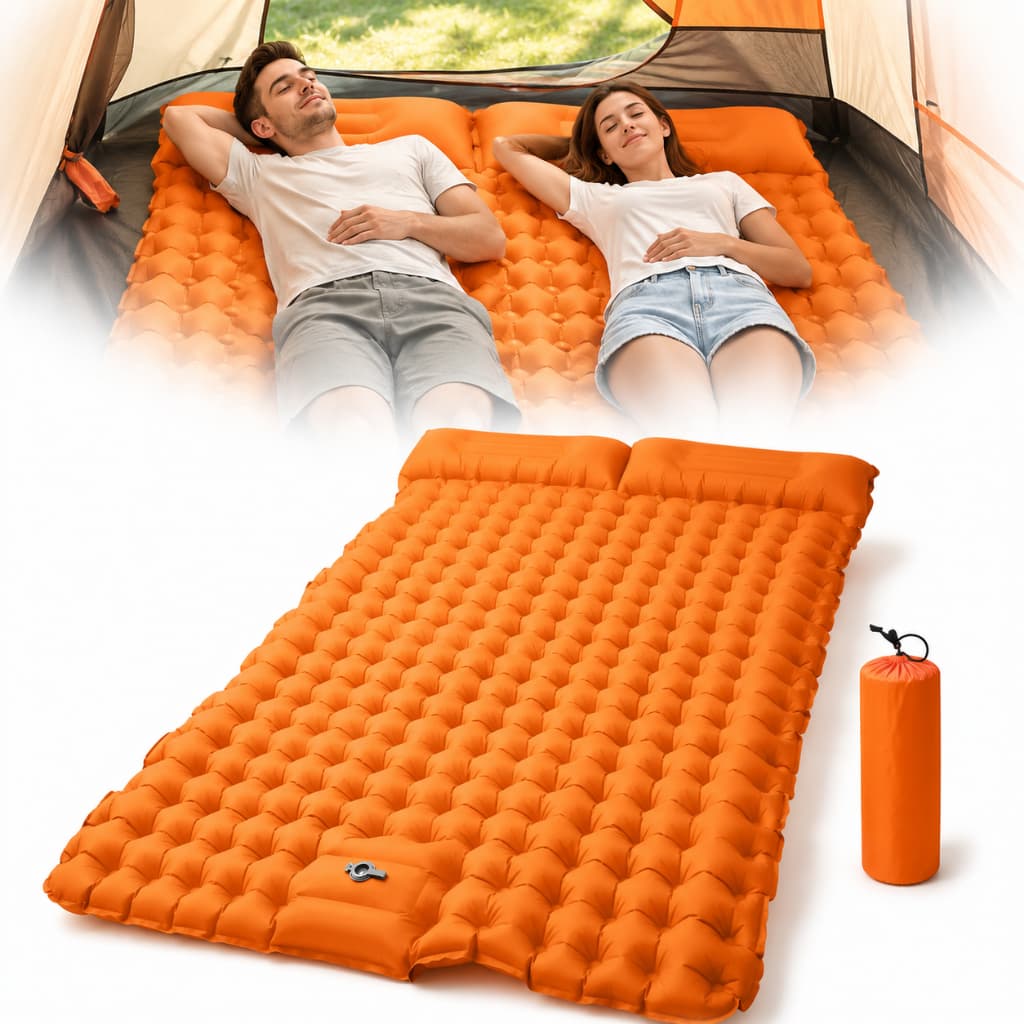 Colchonete Inflável Casal 190x120cm com Bomba Embutida – Ideal para Praia, Acampamento e Viagem