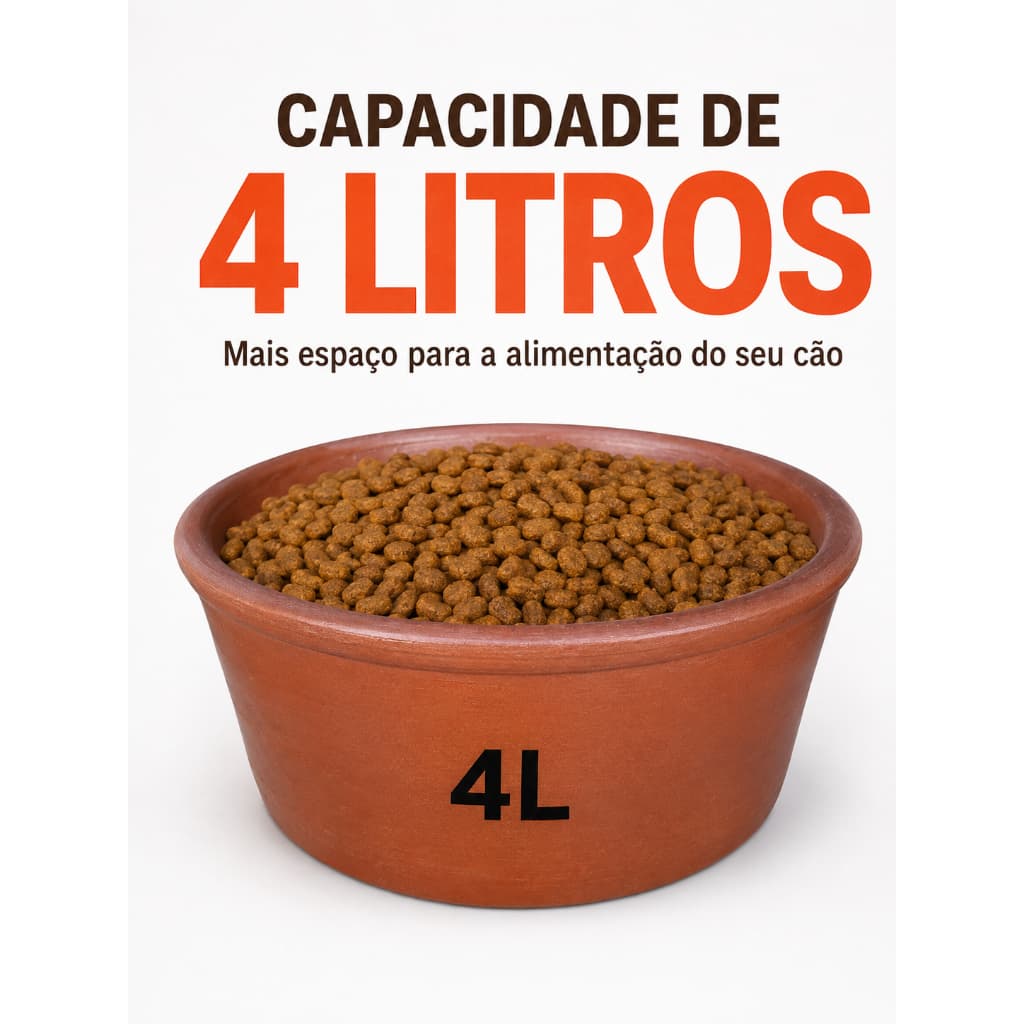 Comedouro Cachorro Nº 3 4 Litros Grande Pote Ração Água Pet Cães Pesado Resistente Antiderrapante Marrom 27,5cm para Pet