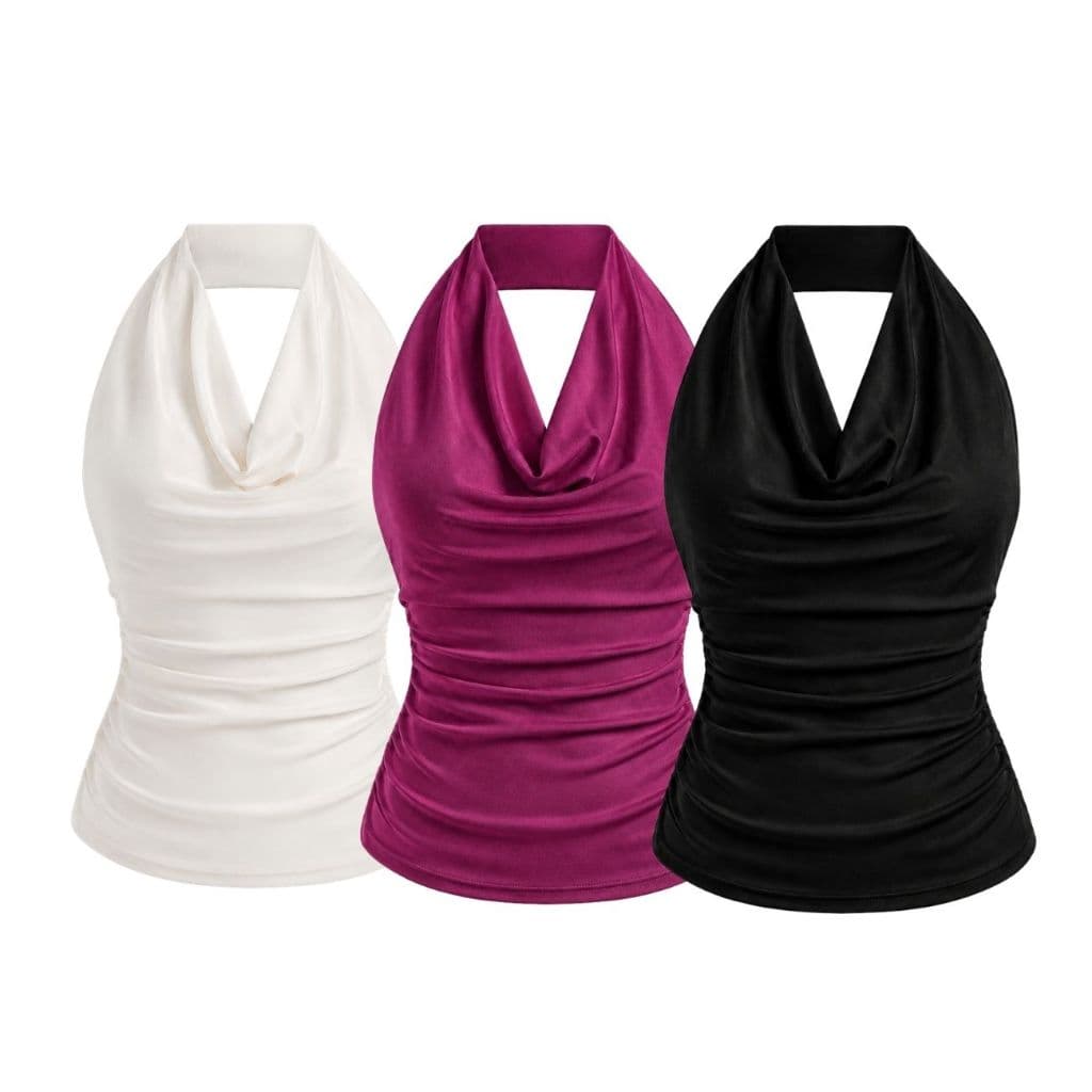 Kit 3 Blusa Gola Alta Elegante Blusinha Feminina Preta Camisa Sem Manga Blusinha Com 3 Lisa Preta
