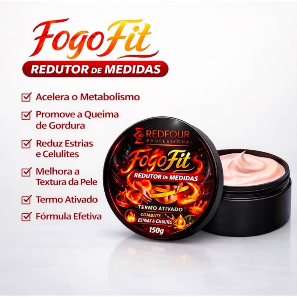 FogoFit Redutor de Medidas 150g Termo Ativado – Creme para Gordura Localizada, Estrias e Celulite