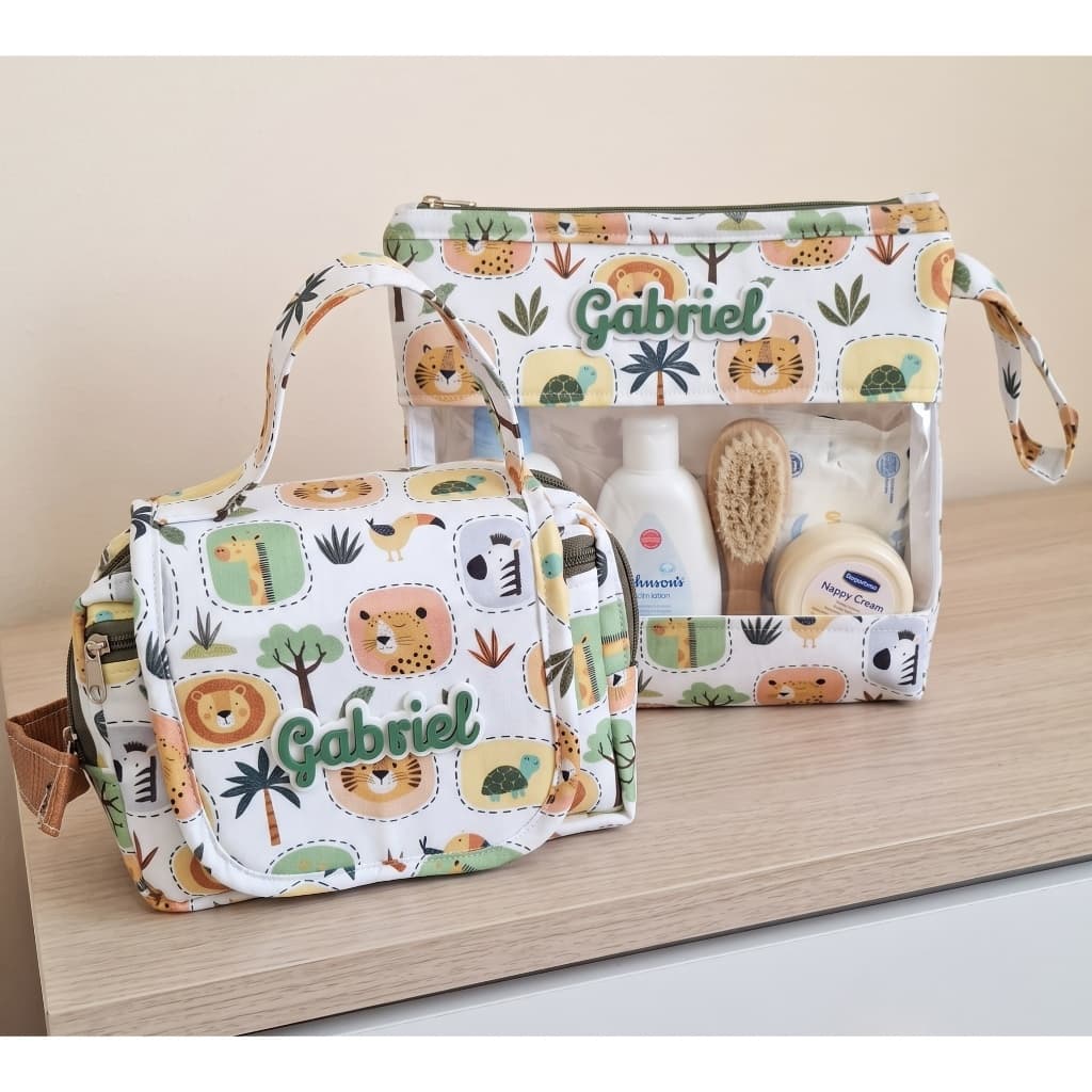 Kit Maternidade Personalizado Infantil | Maleta Porta Fraldas + Necessaire Porta Shampoo Bebê com Nome