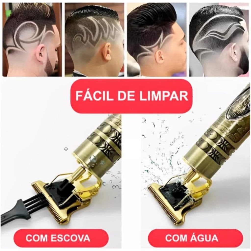 Máquina De Cortar Cabelo Profissional Dragão Acabamento Sem Fio Cabelo Barba Pezinho