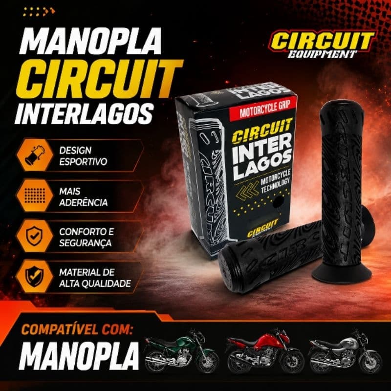 Manopla Circuit Interlagos Plus Preta Universal Moto Luvinha Antiderrapante Sofisticado