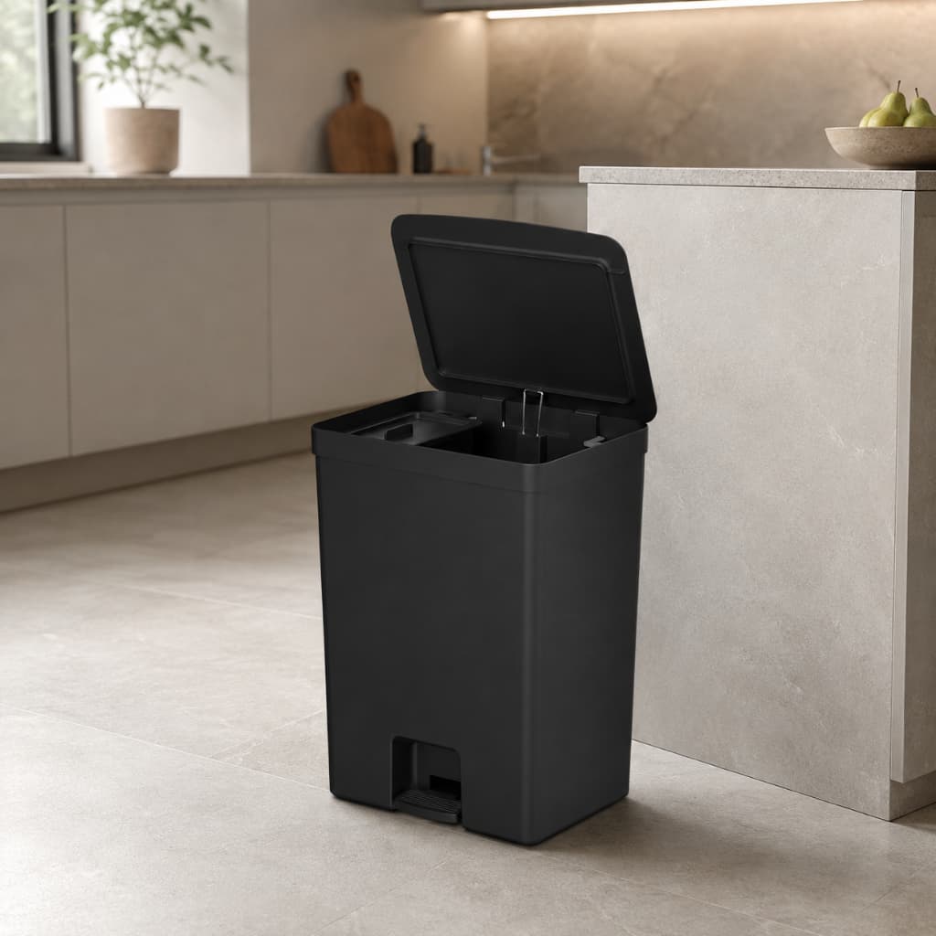Lixeira De Pedal Trium 46 Litros Com Cesto Removível 4 Litros Bancada - OU