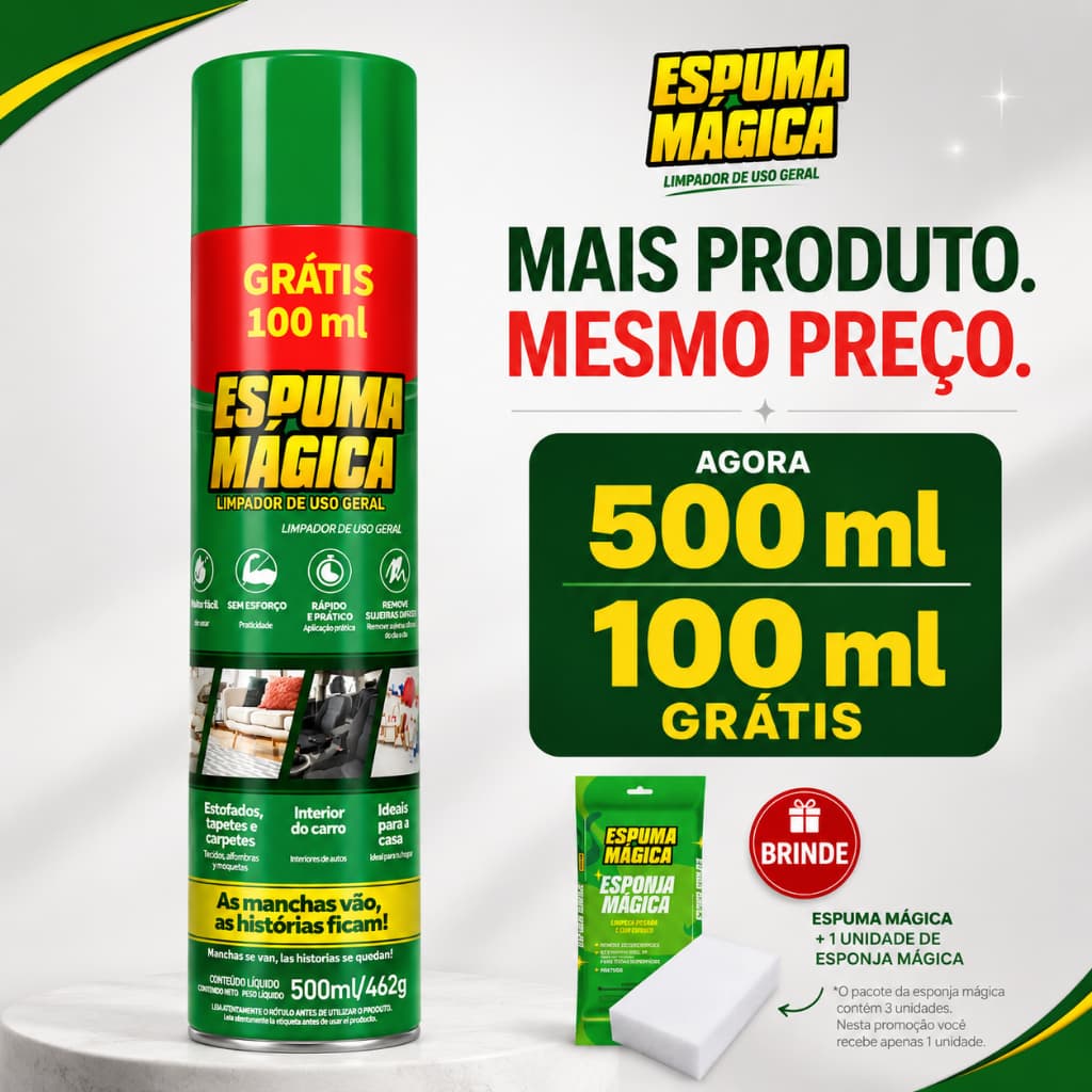 Espuma Mágica Proauto – Multiuso – Para Limpeza Geral – Ação Imediata – Spray Aerossol 500ml