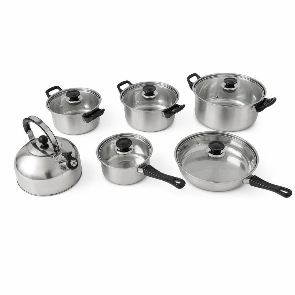 Jogo de Panelas Inox 6 Peças com Chaleira 3L e Tampas