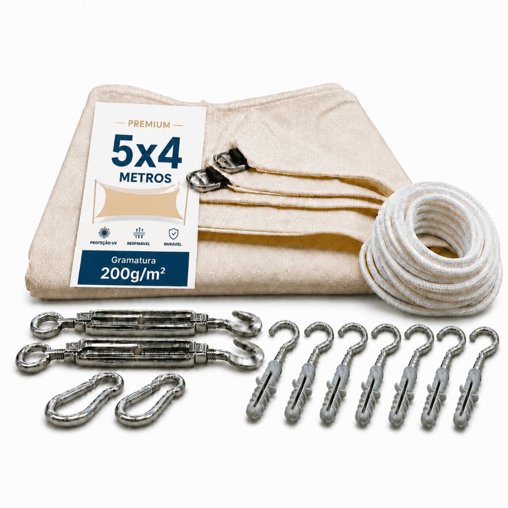 Lona Tela Pergolado Toldo Sombrite 90% Shade jardim 5x4 Piscina Sombreiro Tenda Reforçado Proteção UV 200g/m² 5x4m