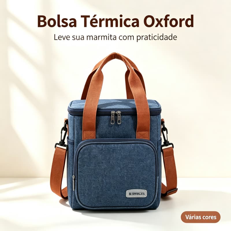 Bolsa Térmica Oxford 8L Lancheira Térmica Grande Impermeável Marmita Bolsa Alça Dupla Trabalho Escola Academia