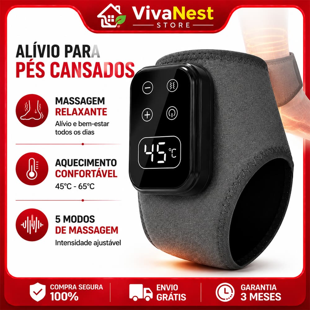 Massageador Elétrico Para Pés 5 Níveis de Vibração 5 Níveis de Aquecimento Ajustável 2000mAh Massagem em Casa