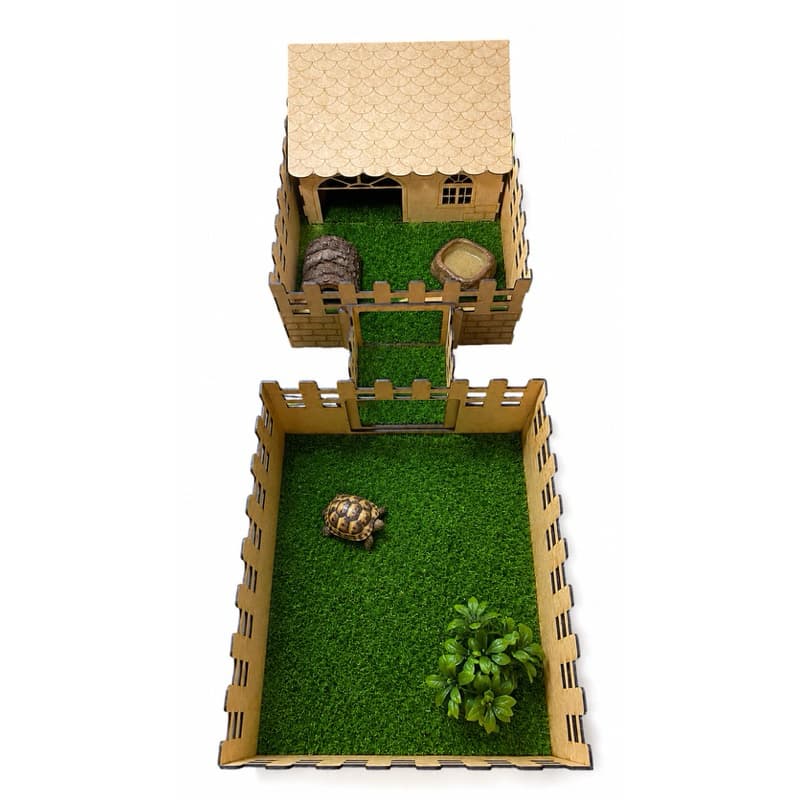 kit 2 Caixas Terrário Gaiola Alojamento Para Mini Tartaruga Jabuti em Mdf 3mm Com Casinha