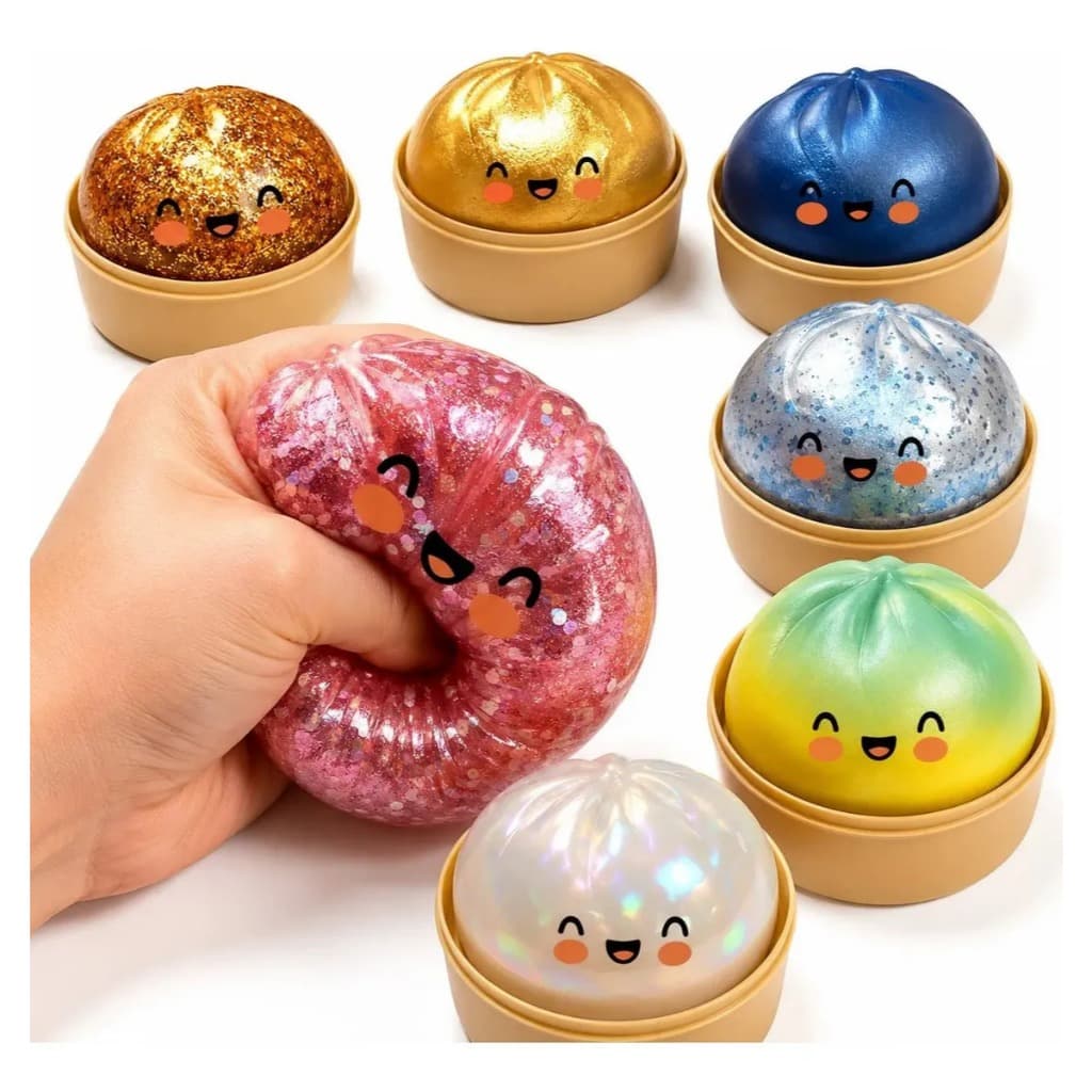Dumpling Squishy Bolinho Baozi Brilhante Glitter Surpresa Pãozinho Macio Orbeez