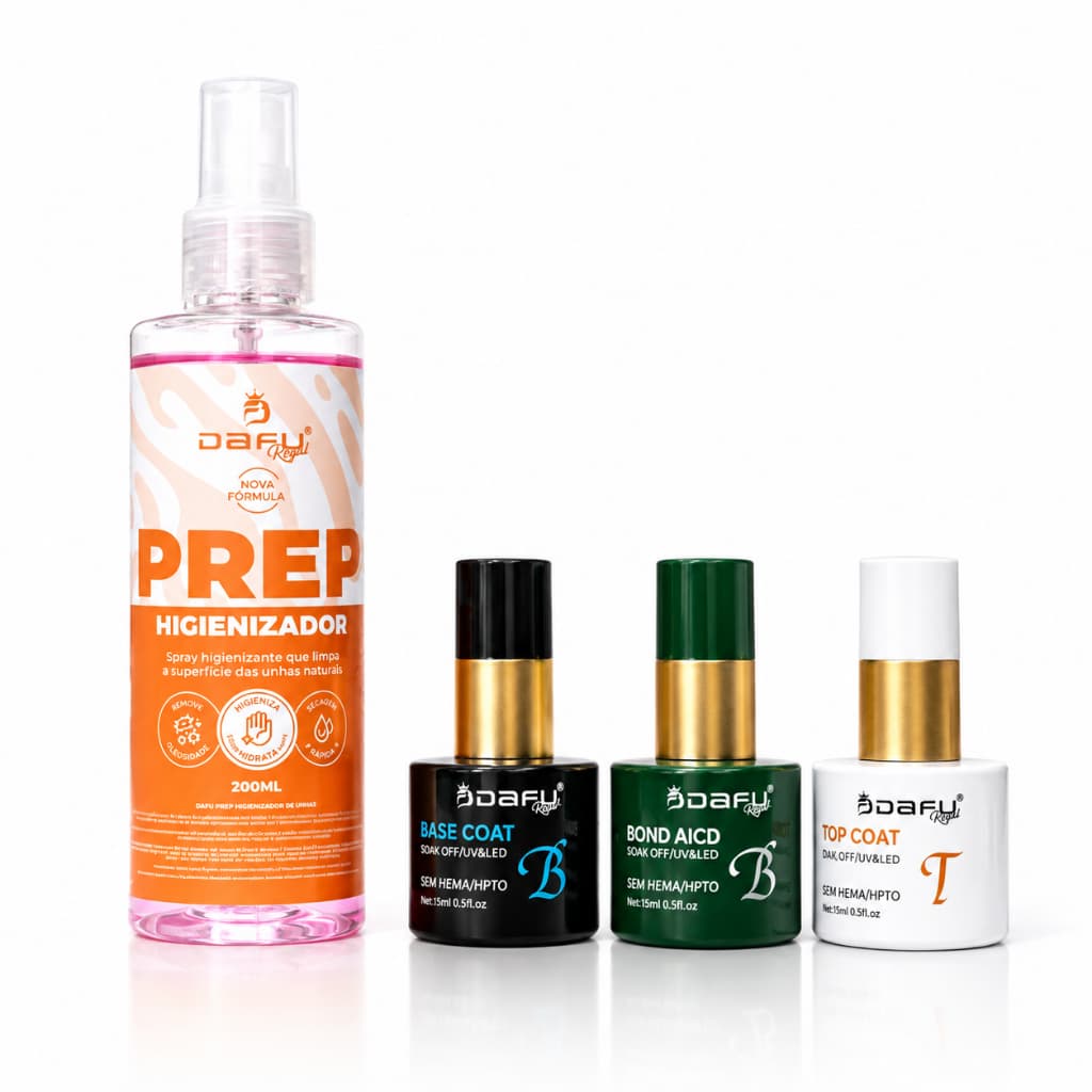 Kit Preparador Dafu Top Coat Base Coat Bond Aicd + Prep Higienizador 200ml