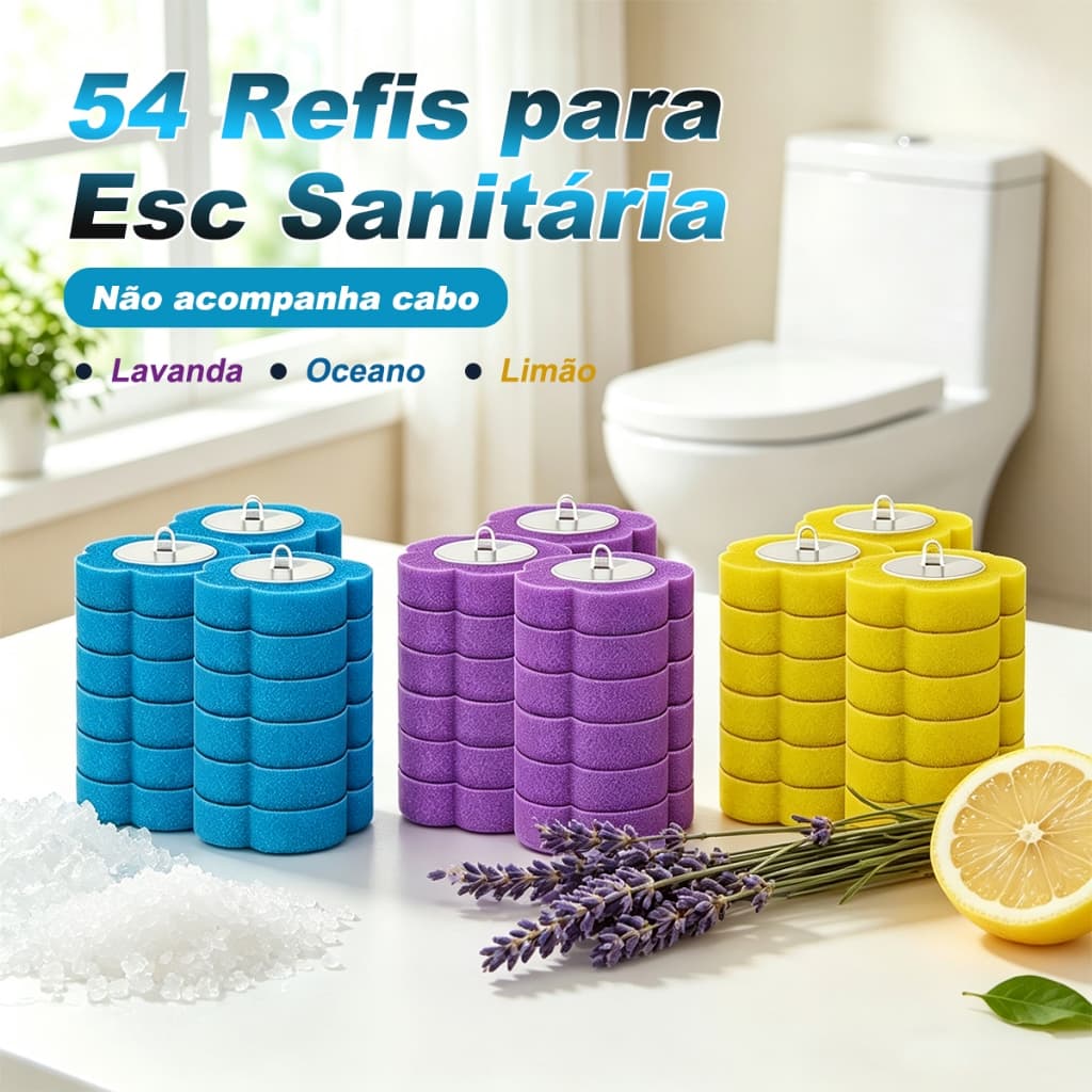 18/36/54 Refills Disposable Toilet Brush Head Antibacterial Scented Deep Cleaning