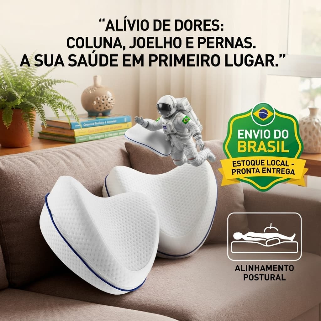 Travesseiro Ortopédico Almofada Postural Alívio De Dores Coluna Joelho Pernas Pronta Entrega