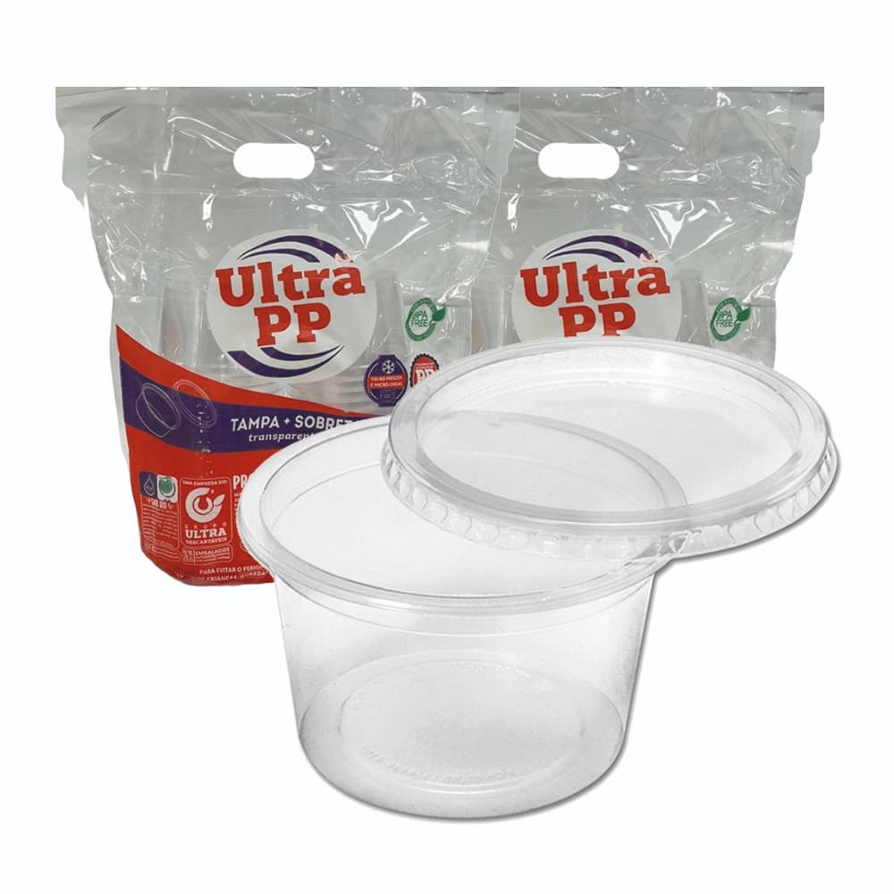50 POTES PLÁSTICO DESCARTÁVEL REDONDO 500ML C/TAMPA PP BOLO POTE SORVETE AÇAÍ