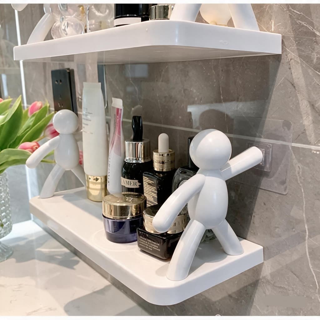 Suporte Plástico ComAdesivo Decoração Para Sala Cozinha Banheiro Prateleira Organizador Sem Furo