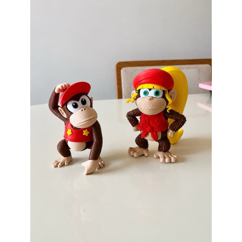 Boneco Diddy Kong ou Dixie Kong 3D Decoração Gamer Colecionável 12 a 13 cm