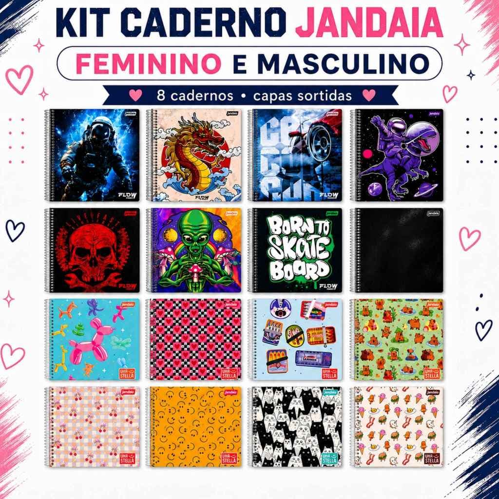 Kit Cadernos Jandaia Universitario 01 Materia A4 Espiral Capa Dura GRANDE 80 Folhas (04A12) - Jandaia ATACADO