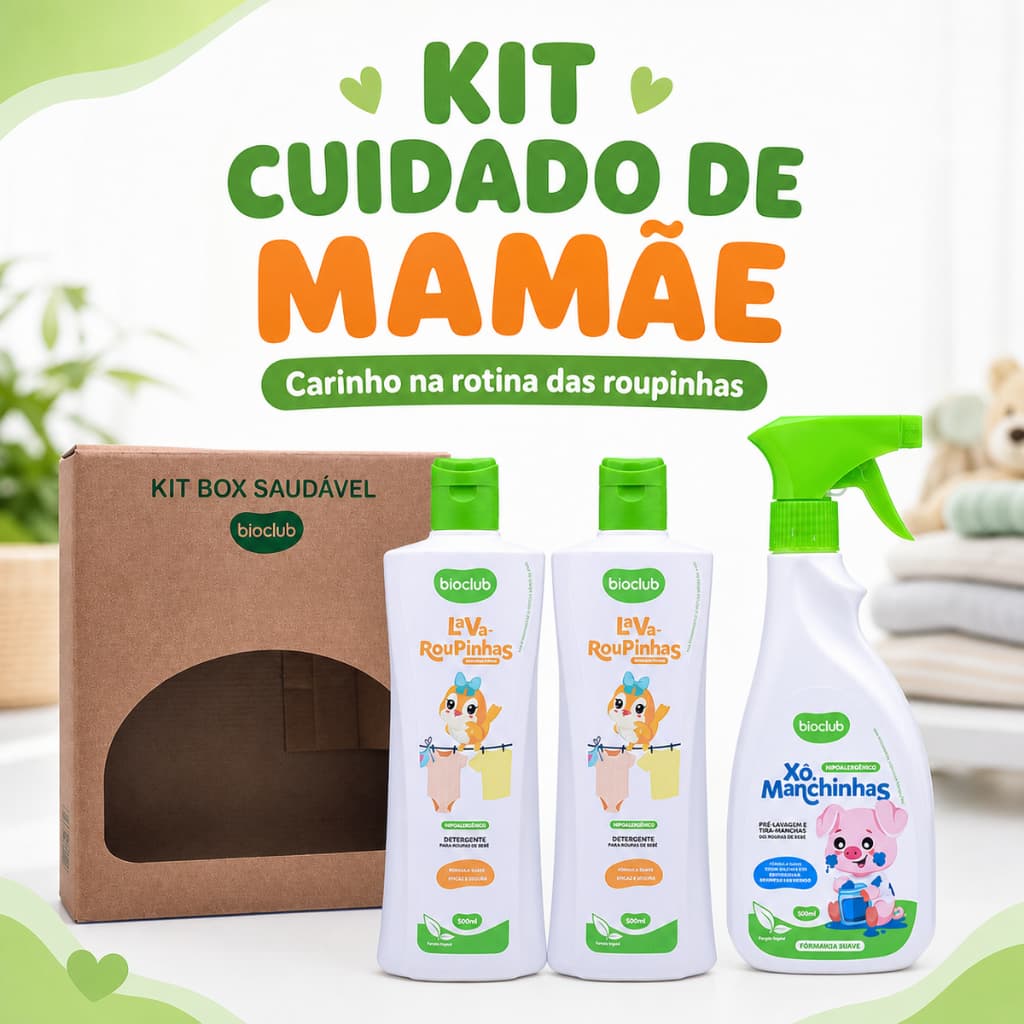 Kit Cuidado de Mãe Bioclub com Lava Roupinhas e Xô Manchinhas Infantil