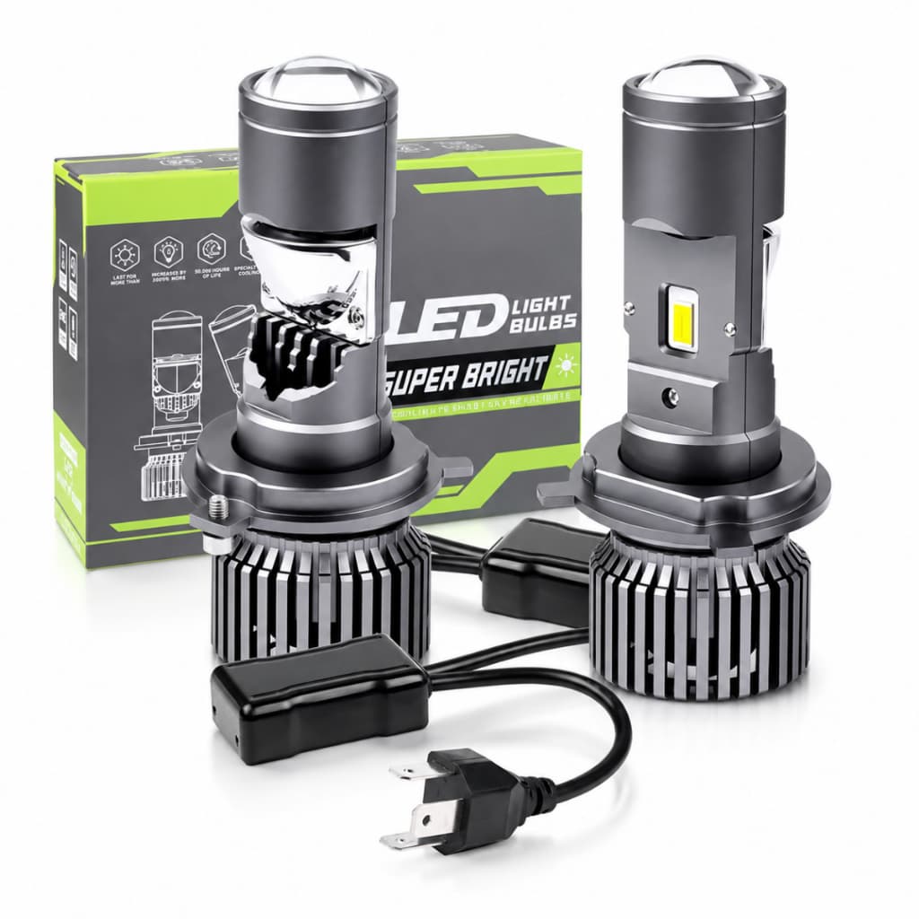 Par Ultra Led Lampada H4 Mini Projetor Canhão 200W 6500K 12V 24V Canbus