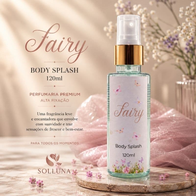 Body Splash Feminino Fairy 120ml | Perfume Floral Aquoso | Solluna