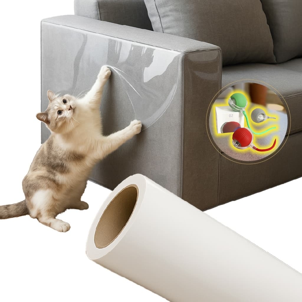 30X300cm Protetor De Sofá Móveis Adesivo Gatos Pets Anti-arranhão Arranhador Transparente+BRINDE