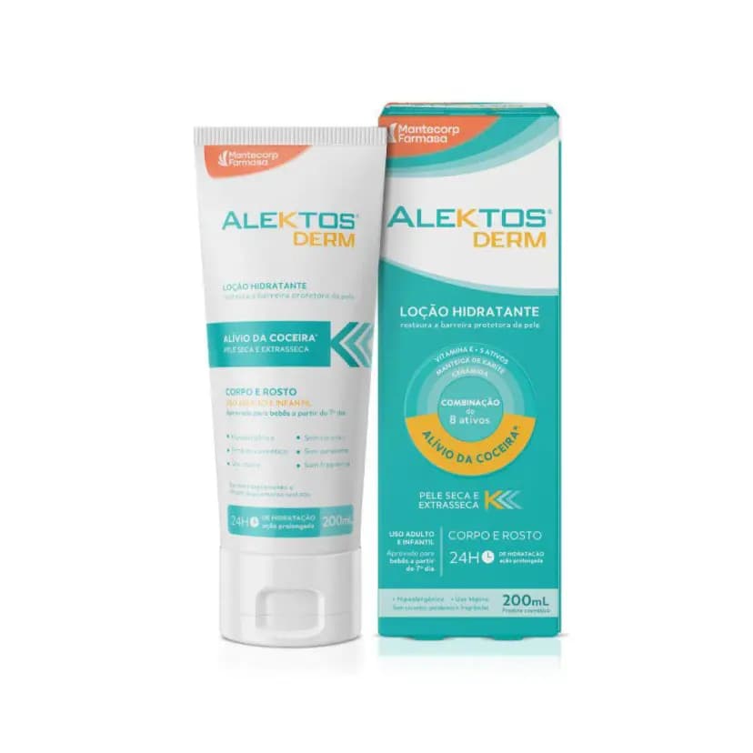 Alektos Derm Loção Hidratante Corpo e Rosto 200ml Sem Fragrância