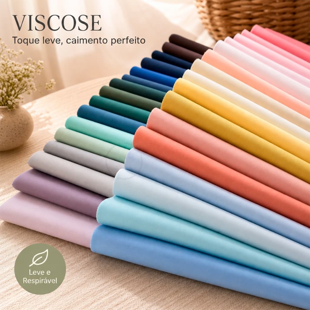 Tecido 100% Viscose Lisa Premium Várias Cores Leve Macia Caimento Perfeito Largura 1,47 Metros