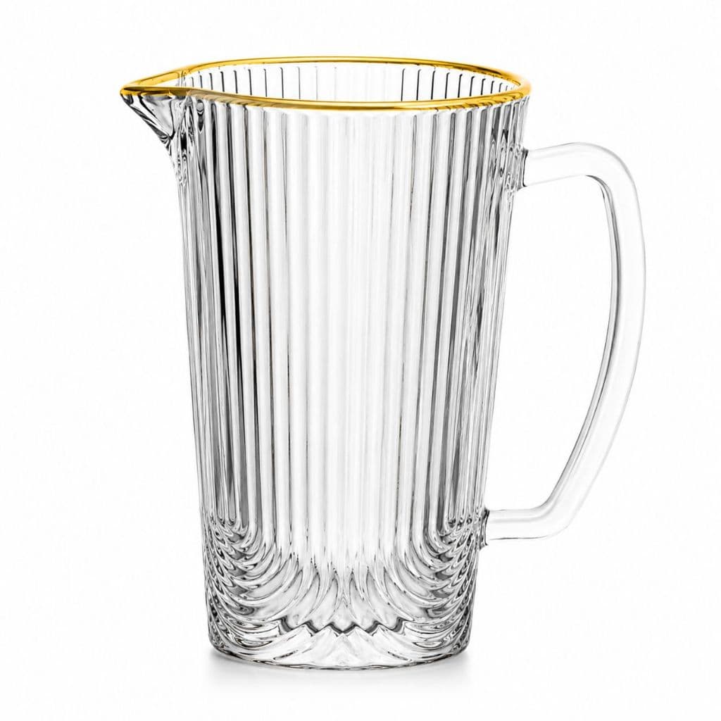 Jarra De Vidro Diamond Fio De Ouro 1l Laure Bebidas Dourado