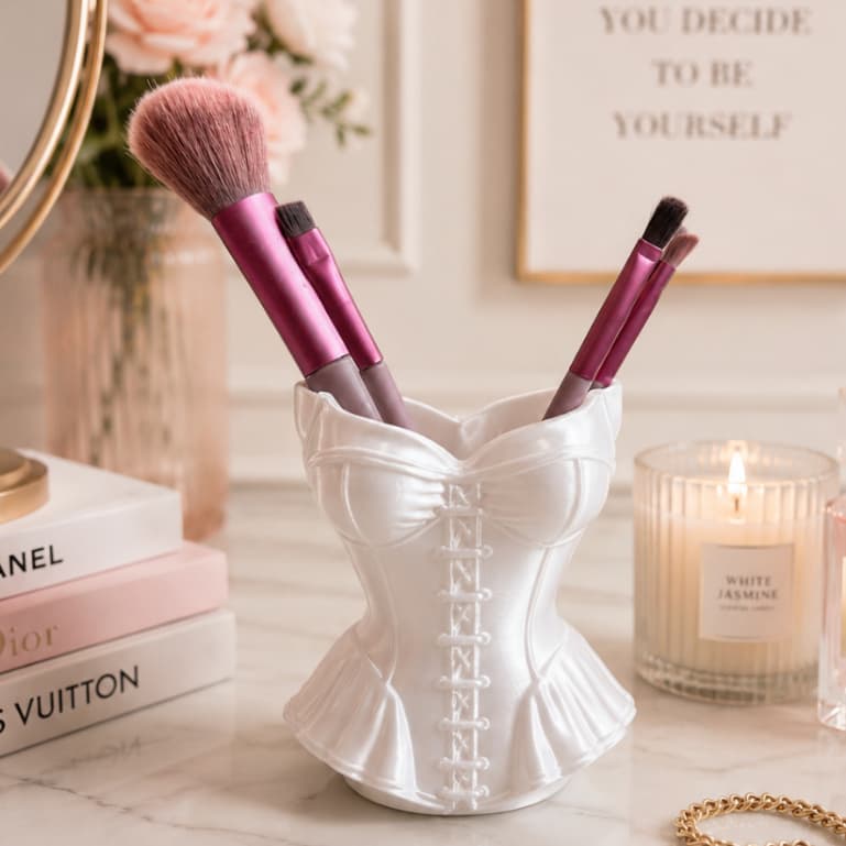 Organizador de pincéis de maquiagem- Formato de Corset