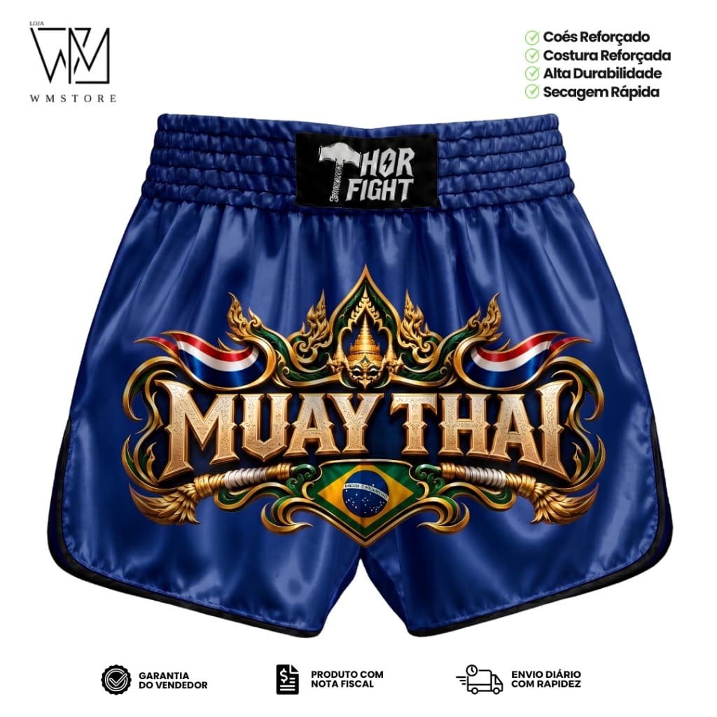 Short Muay Thai Thailand Elite Unissex Premium Confortável Treino e Competição
