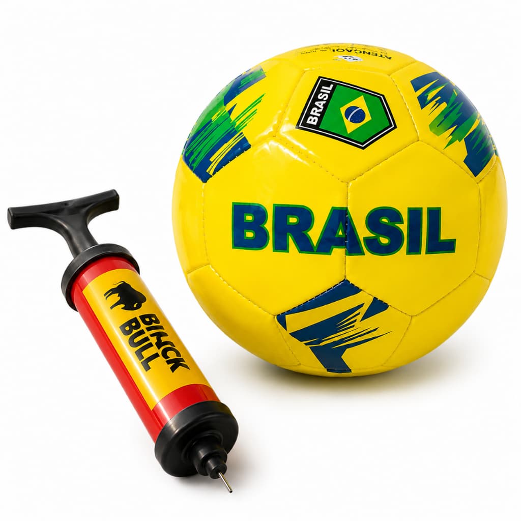 Bola de Futebol Bomba de Ar Manual Número 5 Padrão Vinil Borracha Brasil Seleção Brasileira