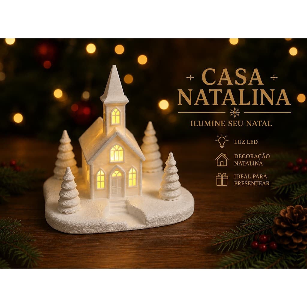Casa Natalina com Velinha LED – Decoração de Natal