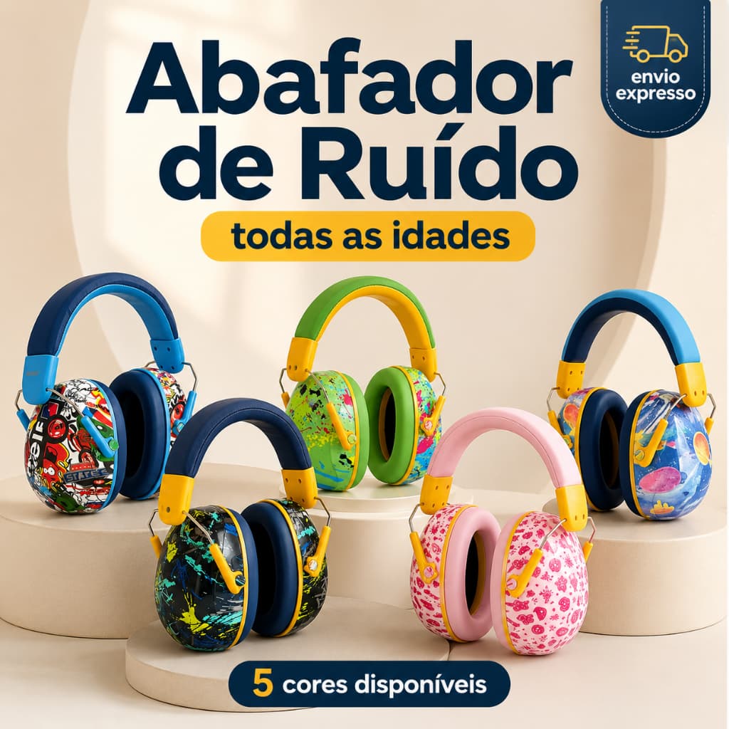 Fone Abafador de Ruído Infantil Adulto Protetor Auricular Autismo TDAH Sensorial Ajustável Estudo Viagem