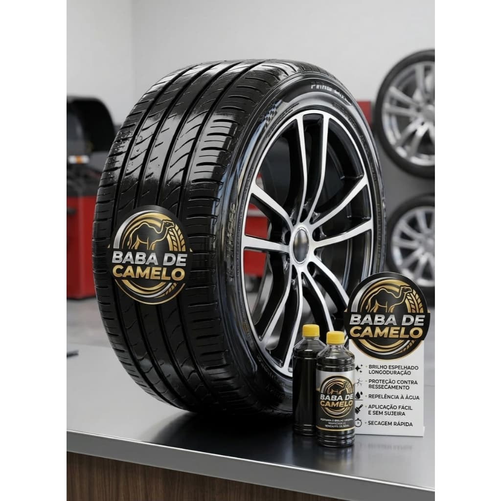 Pretinho Baba de Camelo Pneu Carro Pretinho Para Pneu Pneu Pretinho Brilho Intenso Longa Duracao Limpeza Automotiva 500m
