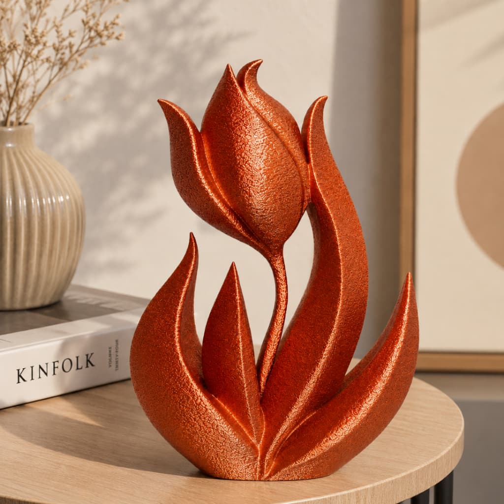 Escultura Decorativa Tulipa Abstrata Minimalista Moderna Para Sala